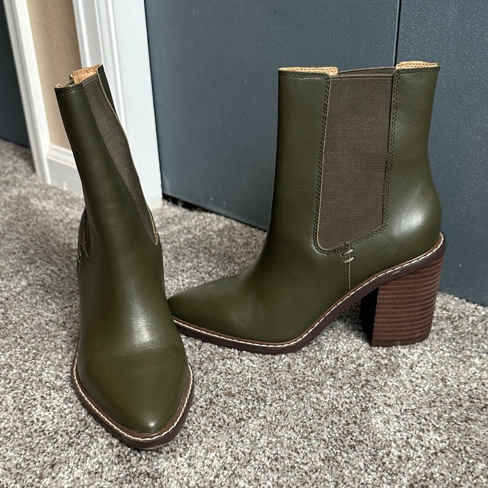 Crown Vintage Forest Green Heeled Boots